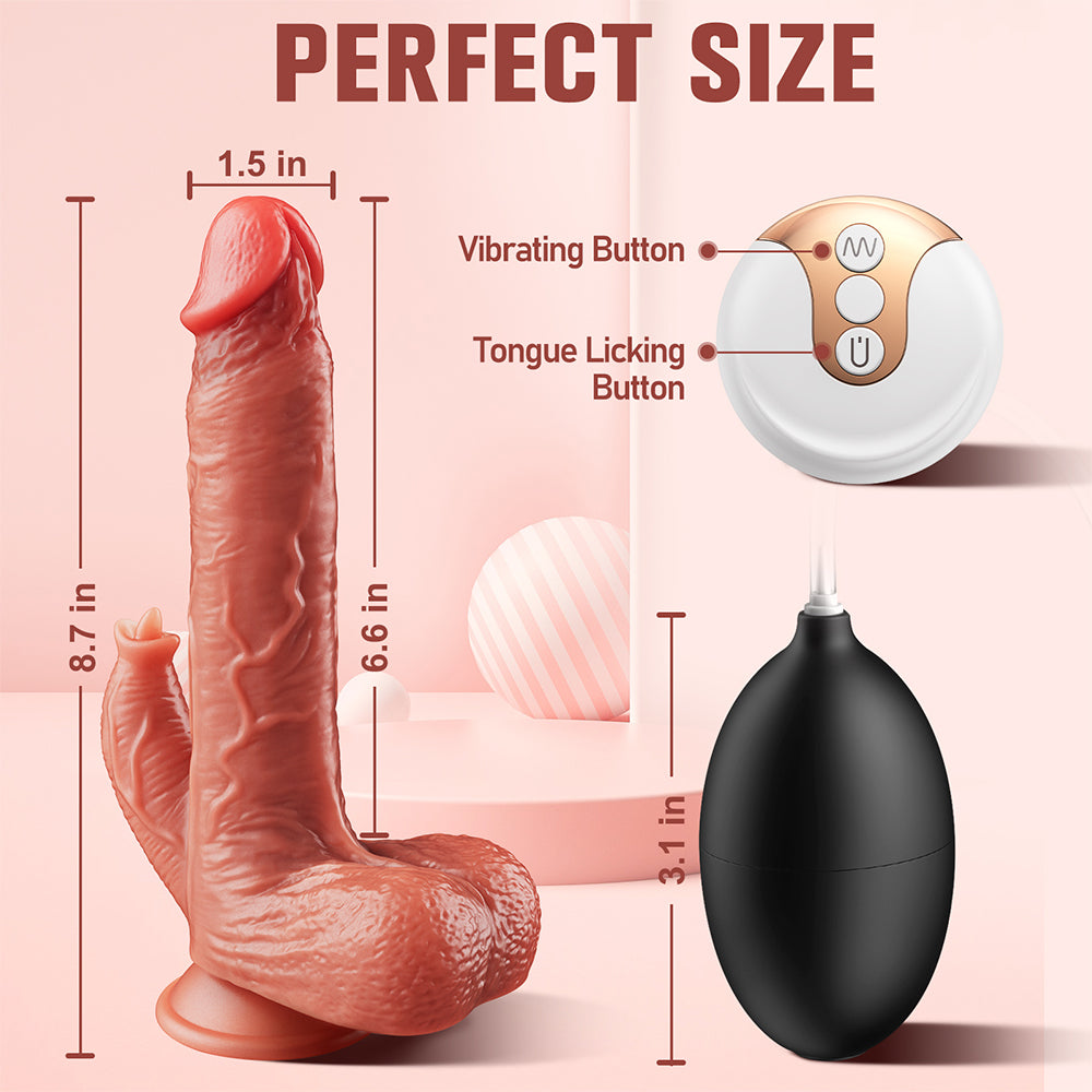 Realistic Vibrating Squirting Dildo for Women - 8.9 inch Ejaculating Dildos Vibrator with 7 Vibration 7 Licking Modes for Clitoral G Spot Stimulation