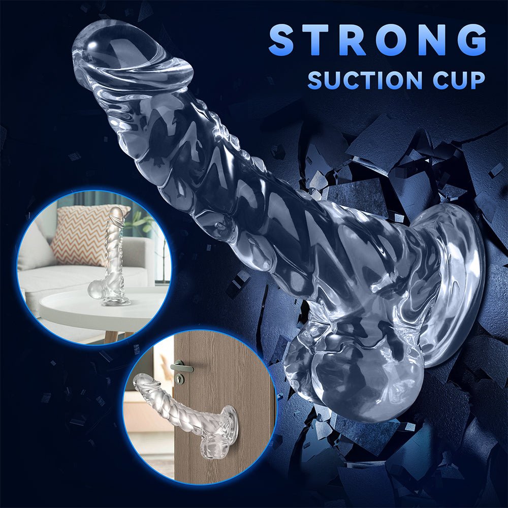 9 Inch Realistic Dildo Sex Toys - Clear Dildos Adult Toy with Suction Cup Hands Free for G Spot Anal Stimulation