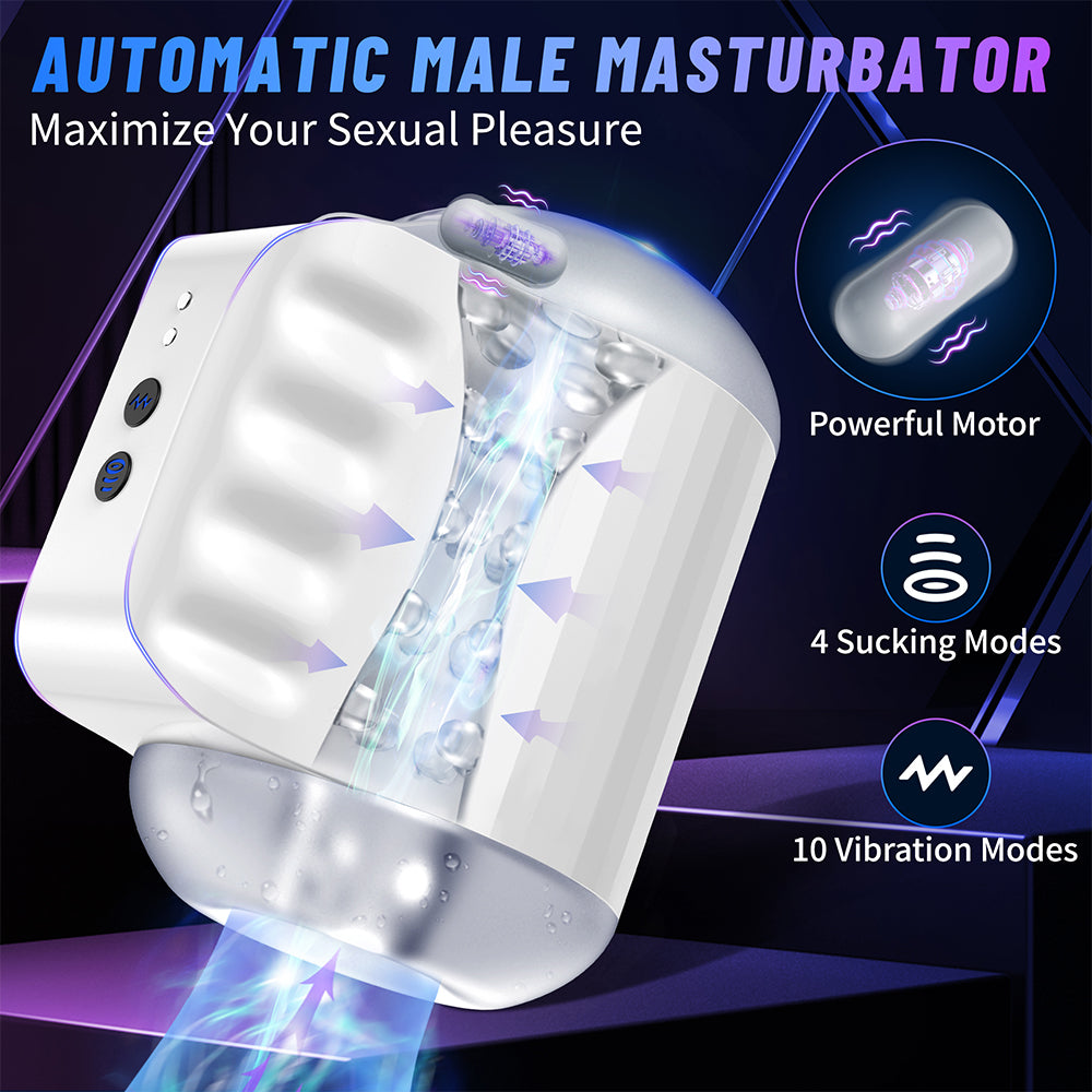 Male Masturbator Men Sex Toys - Male Masturbators with 4 Suction & 10 Vibration Modes, Sucking Male Masturbation Cup