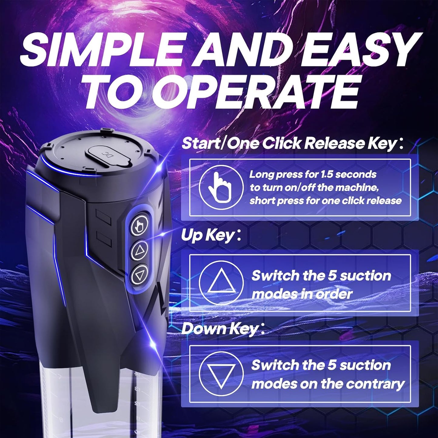 Auto Vacuum Penis Pump - 3 Sucking & 2 Training Modes-buy-1-get-3-cock-rings