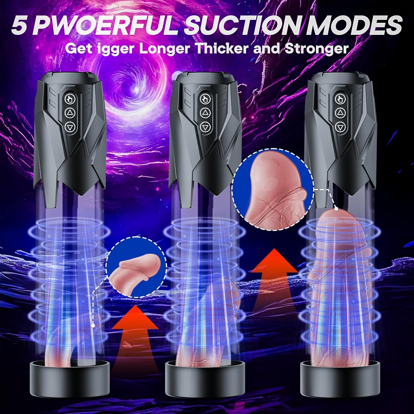 Auto Vacuum Penis Pump - 3 Sucking & 2 Training Modes-buy-1-get-3-cock-rings
