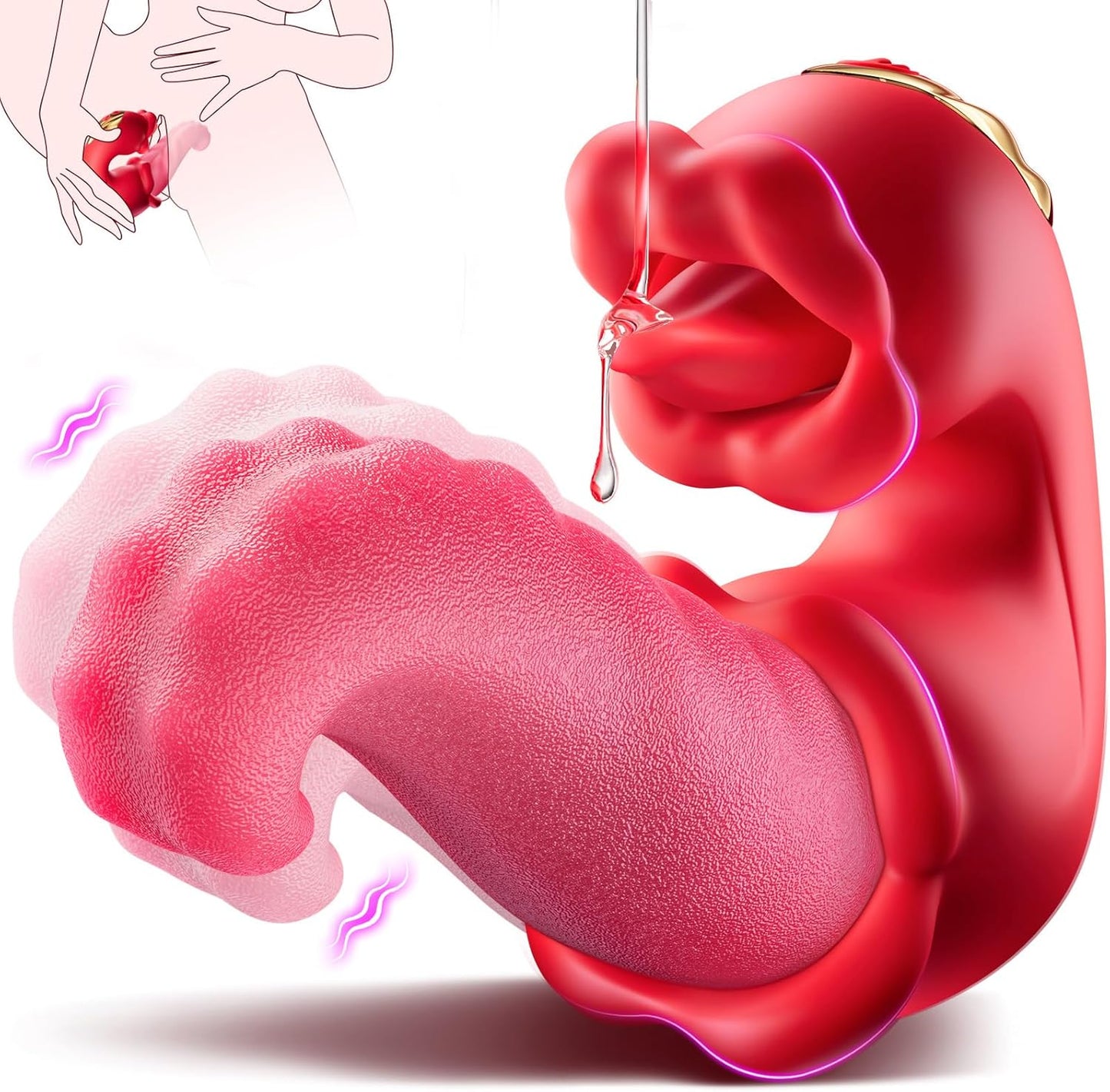 Rose Vibrator 3-in-1 Clitoral & G-Spot Stimulator with 10 Licking Modes