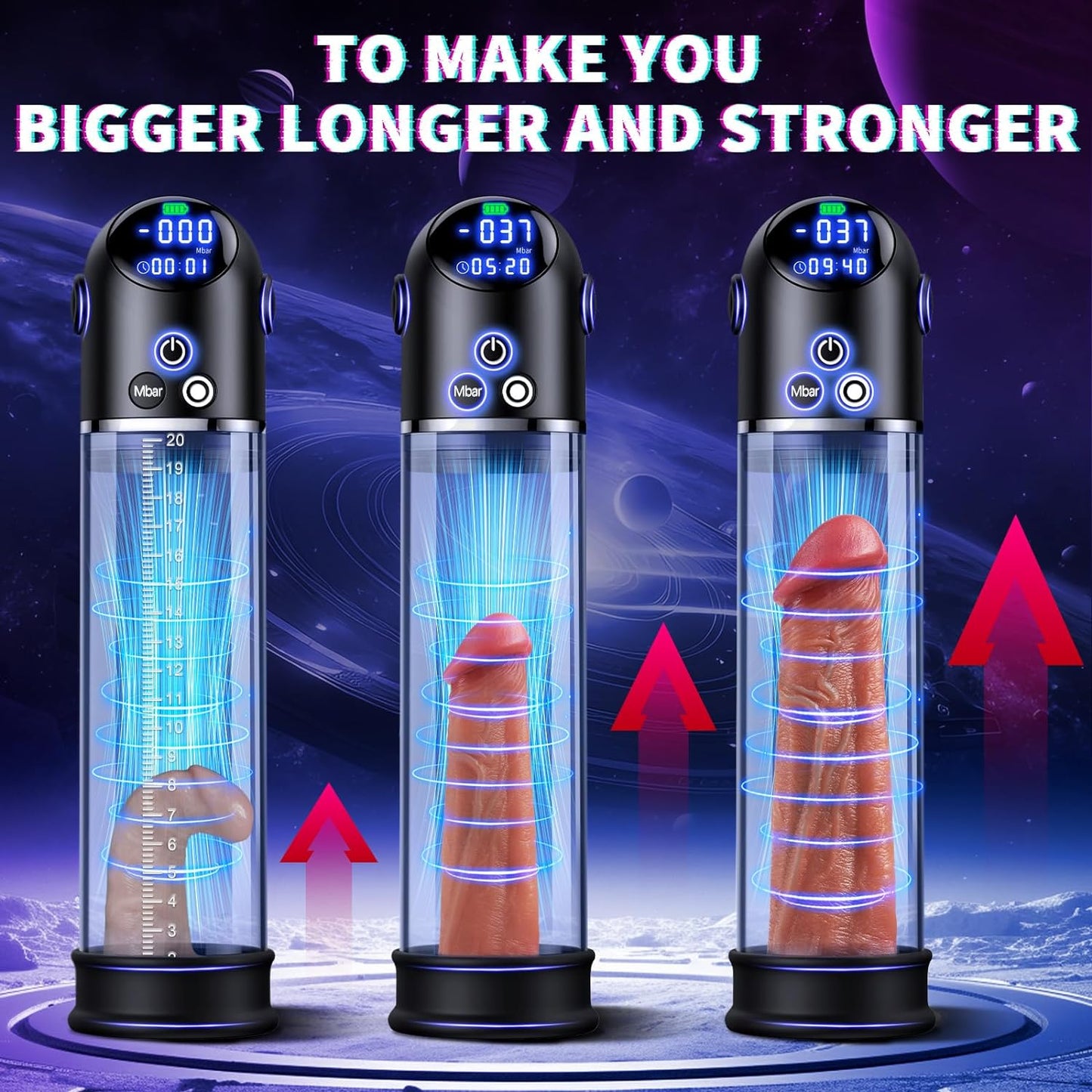 Upgraded Automatic Penis Pump LED Display Dick Vacuum Pump for ED Penis Extension Enlargement Trainer