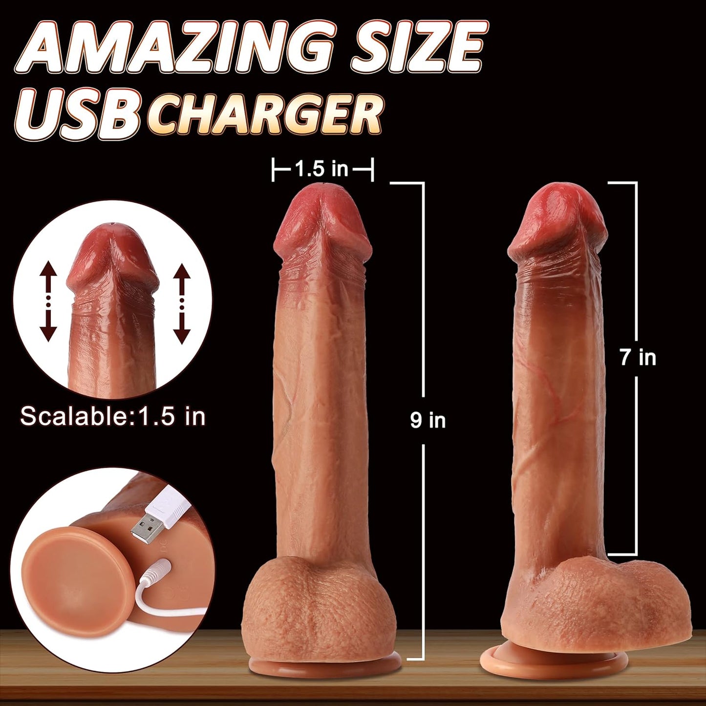 Intense Pleasure: Thrusting Dildo Vibrator with 5 Thrusting Modes