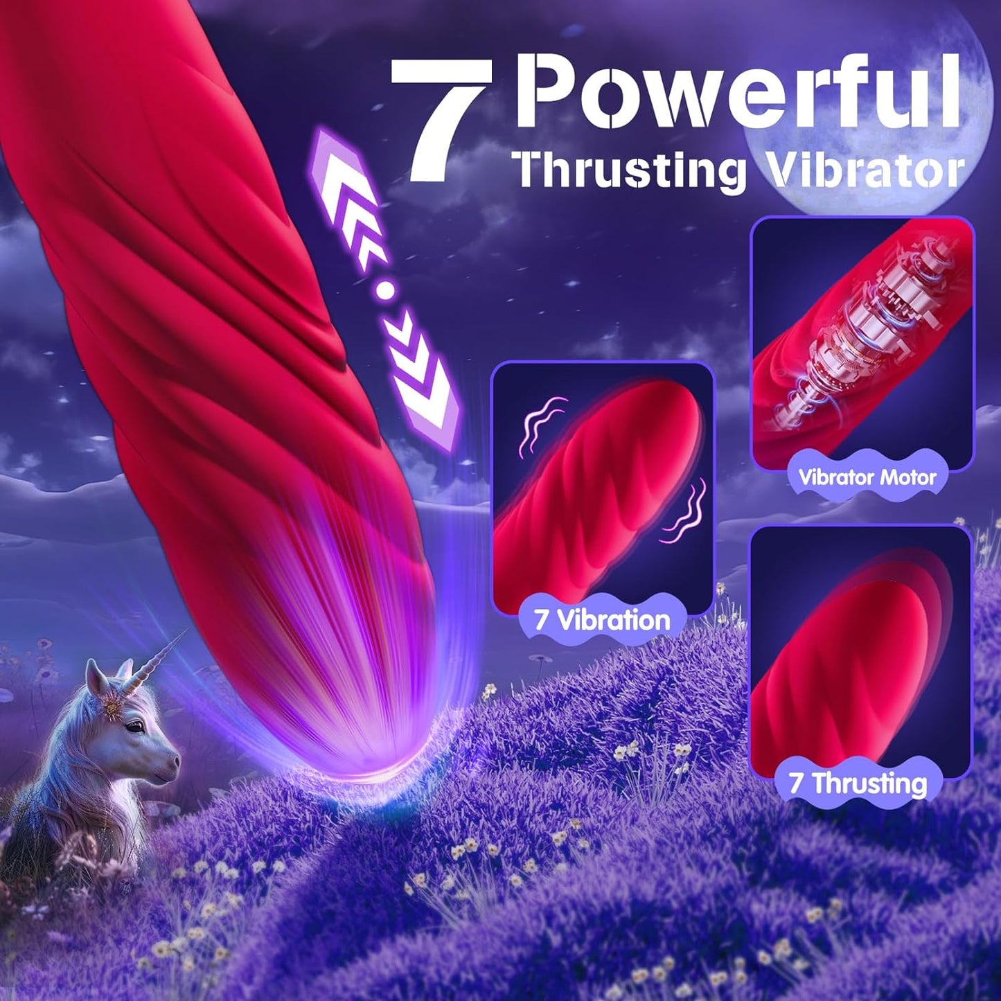 3-in-1 Vibrator Rose Sex Toy: Tongue Licking & Thrusting Dildo Vibrator. Couples' Adult Games for Clitoral, G Spot, and Anal Pleasure