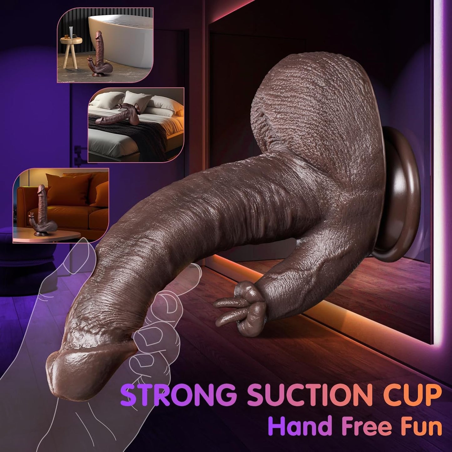 Realistic Thrusting Dildo Licking Vibrator - 5 in 1 Silicone Suction Cup, 10 Thrusting, Vibration & Heating Modes, Remote Control Sex Toy