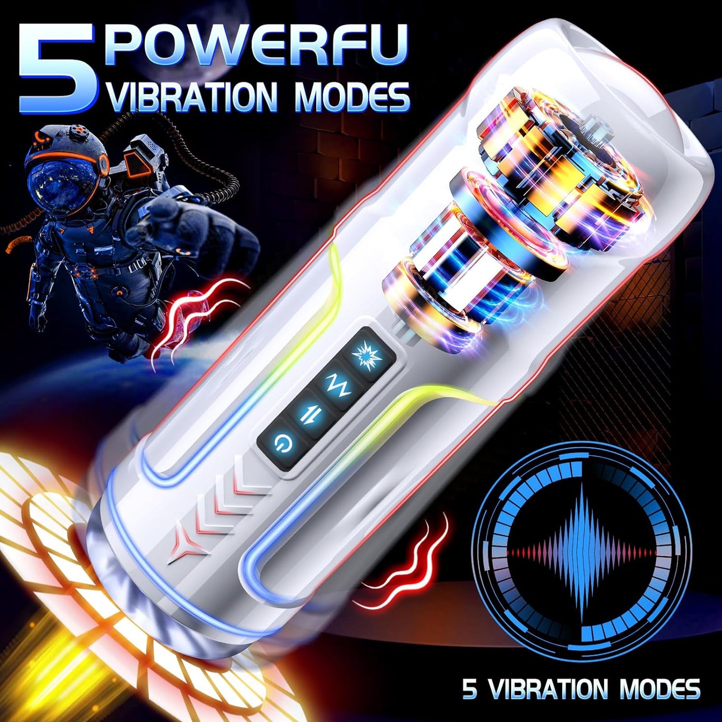 AAVIBE Automatic Male Masturbator - 5 Thrusting & Vibrating Modes, Pocket Pussy for Men