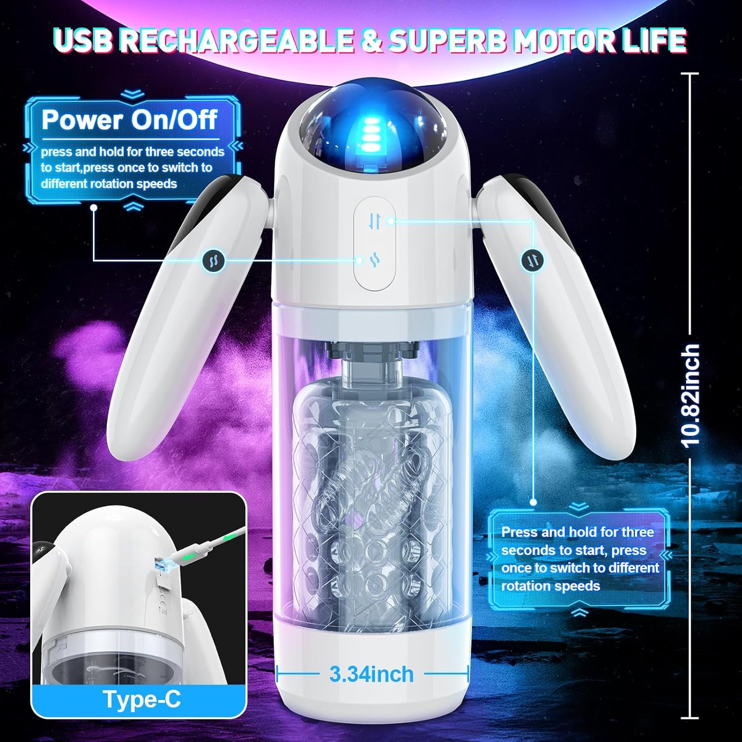 High-Tech Male Masturbator with 4 Thrust & 7 Rotation Modes