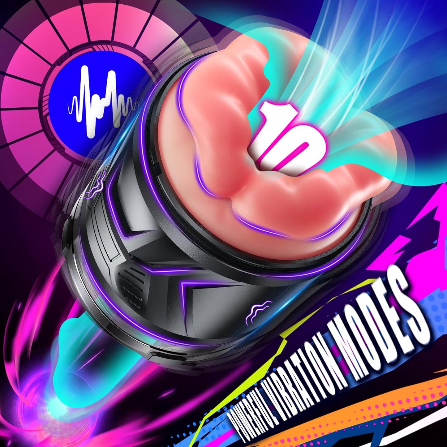 Male Masturbators: 10 Vibration Open-Ended Toys, Realistic Pocket Pussy, Lip Blowjob Machine, Hands-Free Vibrating Strokers