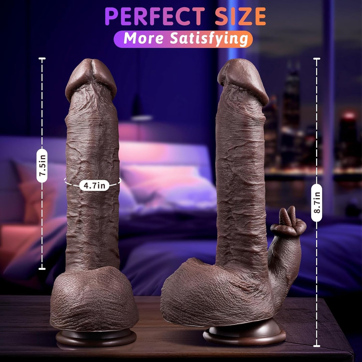 Realistic Thrusting Dildo Licking Vibrator - 5 in 1 Silicone Suction Cup, 10 Thrusting, Vibration & Heating Modes, Remote Control Sex Toy
