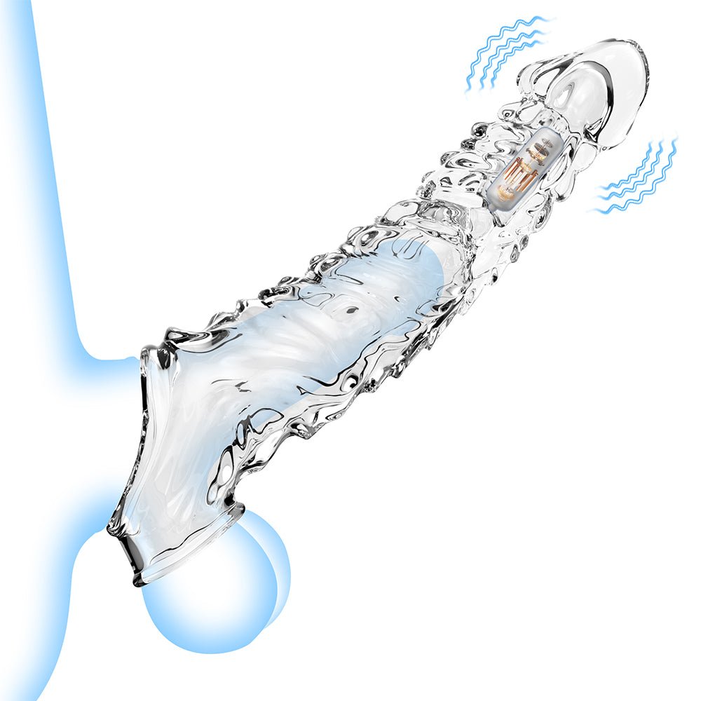 Penis Sleeve Vibrator Cock Ring-3.4 Inch Penis Extender Sleeves with Penis Ring for Cock Enlarger & Girth Male Sex Toys