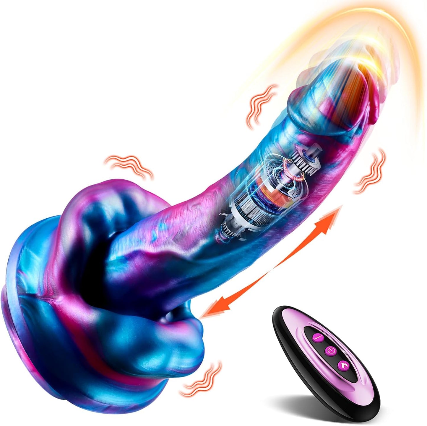9'' Dragon Mouth Thrusting Dildo - 3 Thrust, 7 Vibration & Heating Modes, Suction Cup Remote - AAVIBE