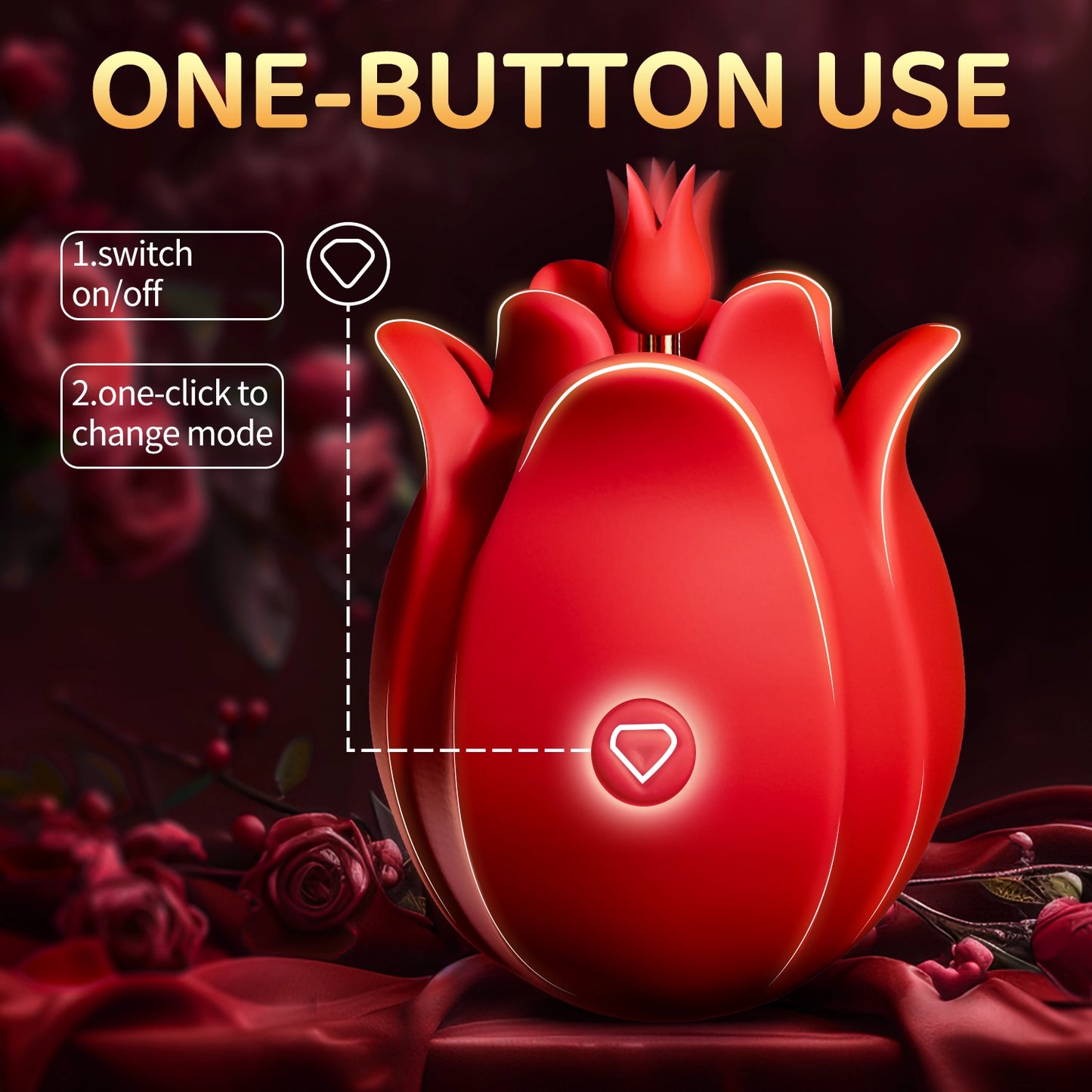 Electric Tongue-Licking & Vibrating Vibrator for Women – Maple Red, ABS & Silicone, IPX6