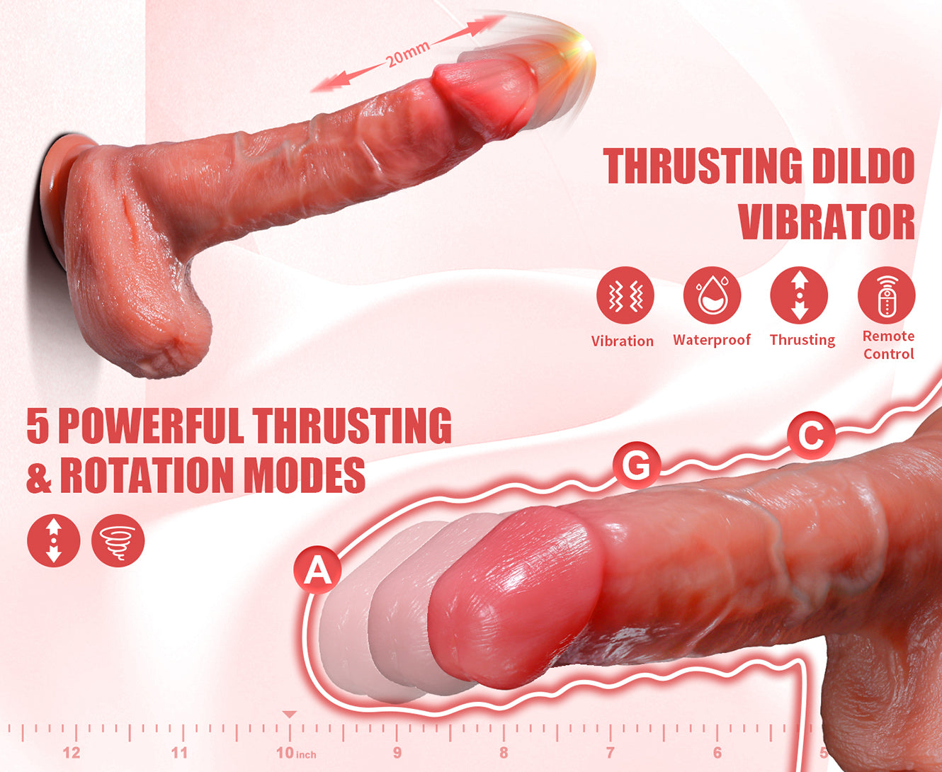 Realistic Dildo Thrusting Vibrator with 5 Thrusting Modes 9.5 Inch Vibrating G Spot Dildos Adult Sex Toys for Women with Strong Suction Cup