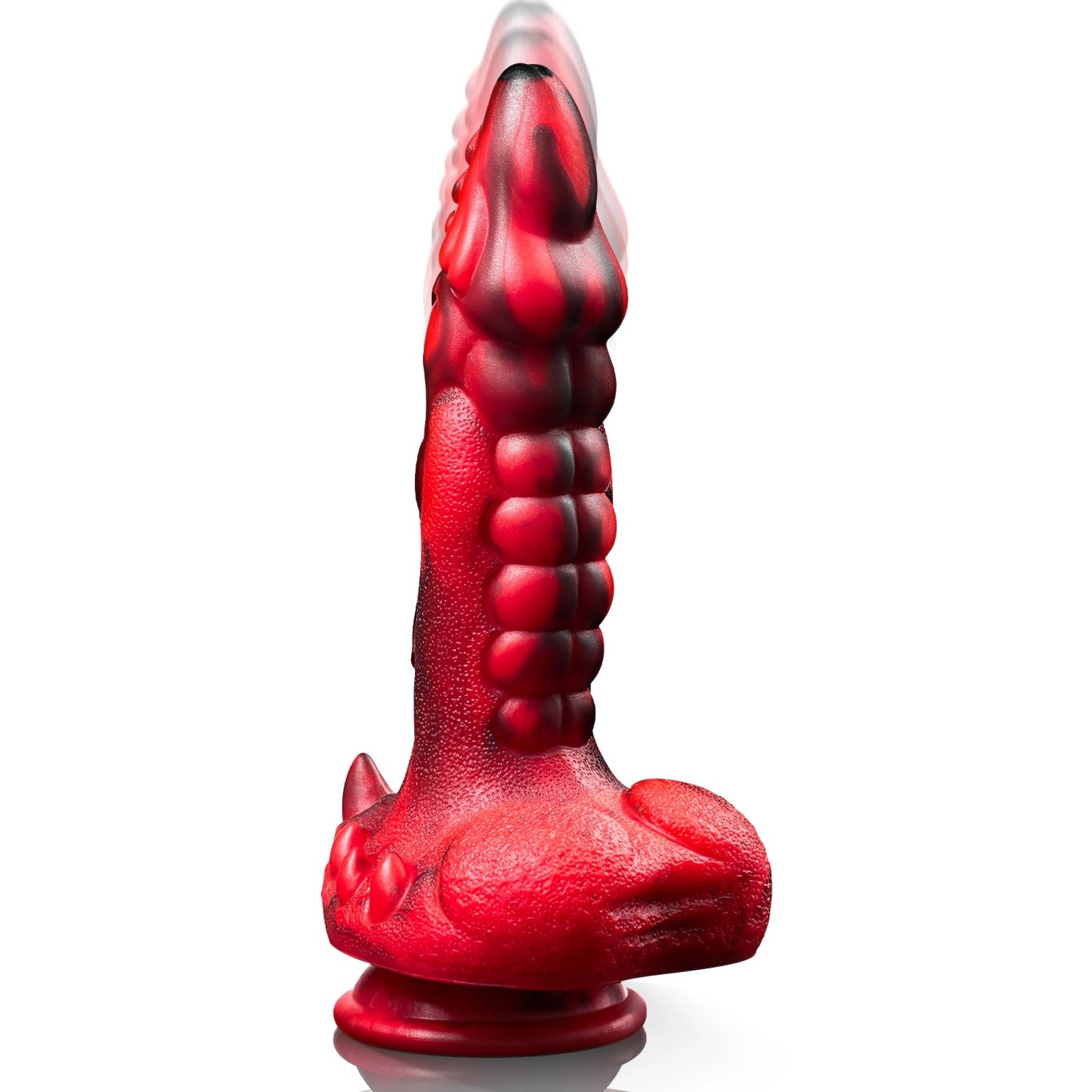 Black and red electric dildo - 7 modes, strong suction cup, heating function. - AAVIBE