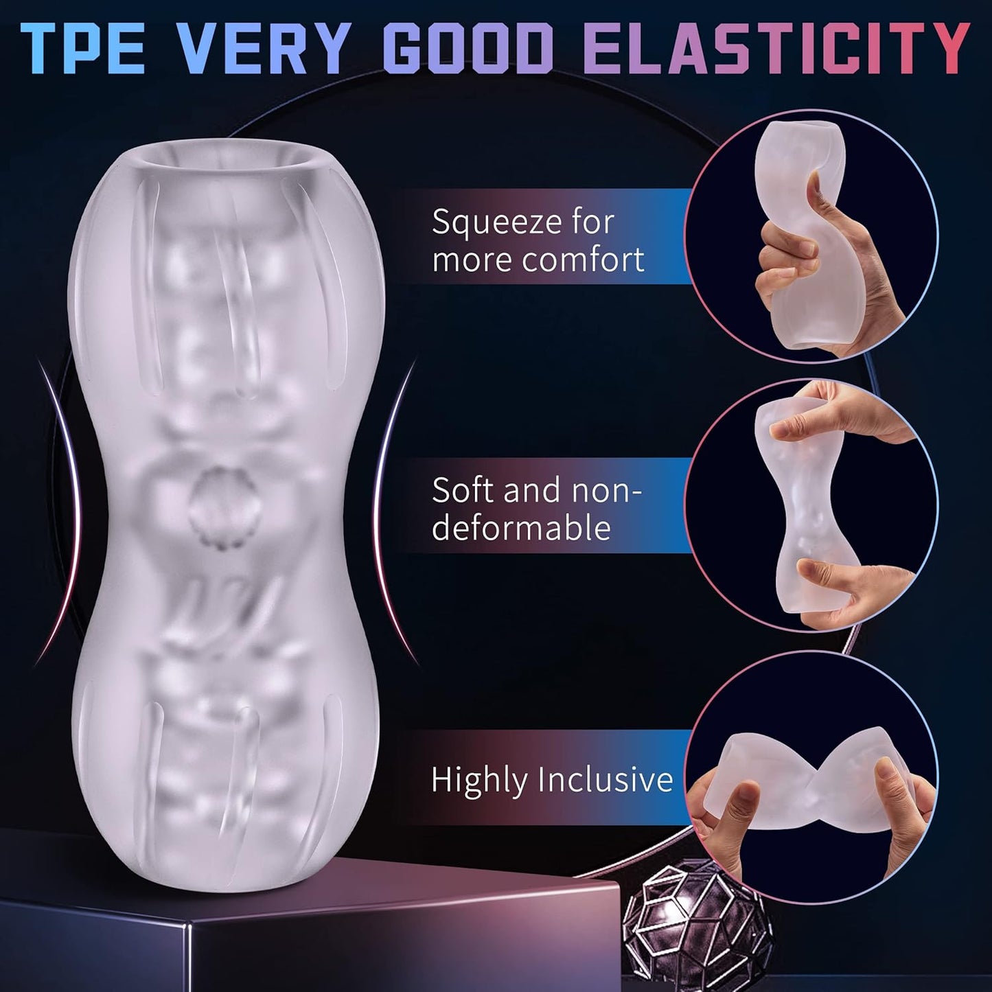 Dual - Orifice Male Masturbator - Super Elastic TPE Sleeve - AAVIBE