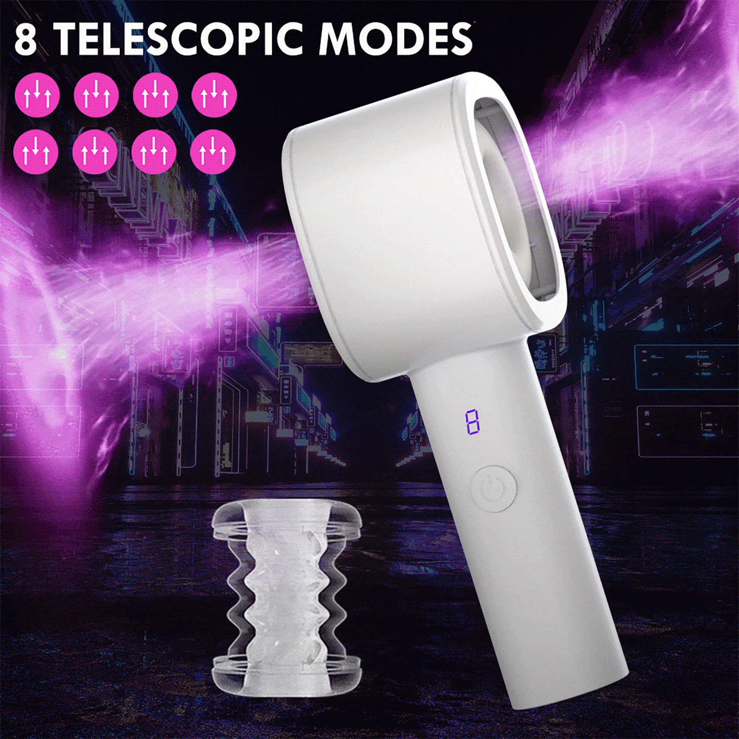 1pc Self-Retractable Male Endurance Trainer - 8 Thrust & Vibration Modes