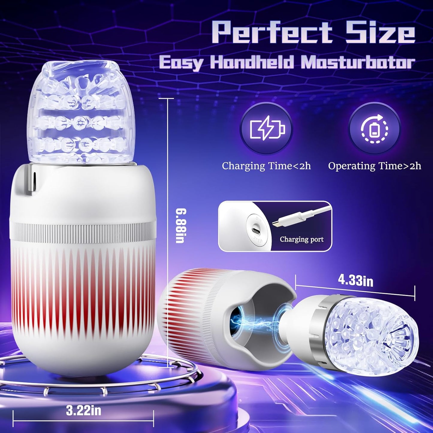 Portable Male Sex Toy - Automatic Masturbator, 4 Speed & 12 Modes - AAVIBE