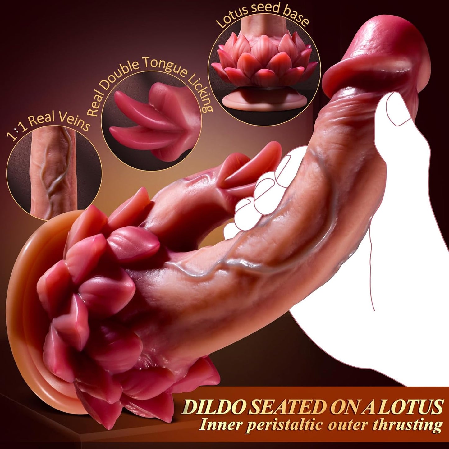 Sitting Lotus Thrusting Dildo - 8 Thrusting & Licking Modes - AAVIBE