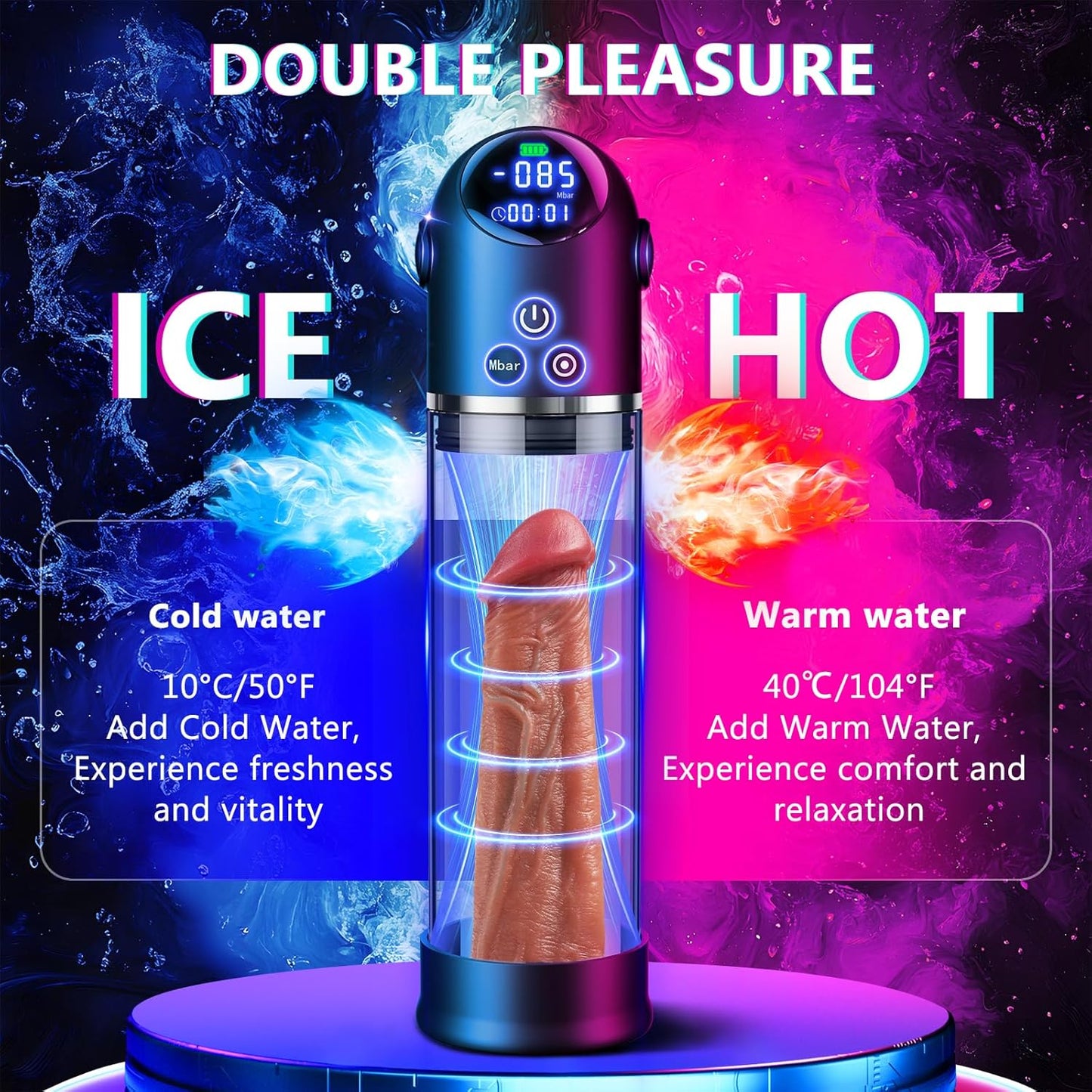 Upgraded Automatic Penis Pump LED Display Dick Vacuum Pump for ED Penis Extension Enlargement Trainer - AAVIBE