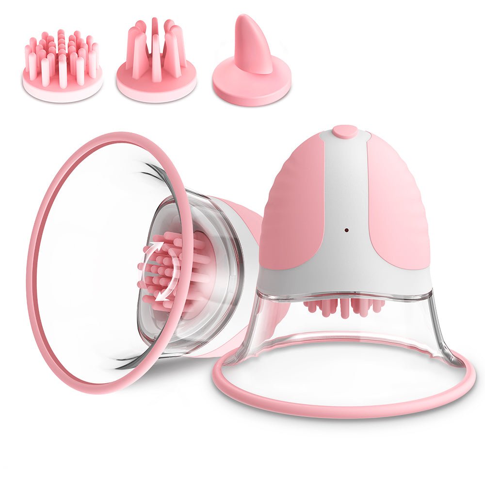 Nipple Sex Toys for Women,Nipple Toy Manual Sucking Stimulator Massager with 10 Vibrator Rotation Modes, 3 Brush Heads Nipple Clamps Adult Sex Toys