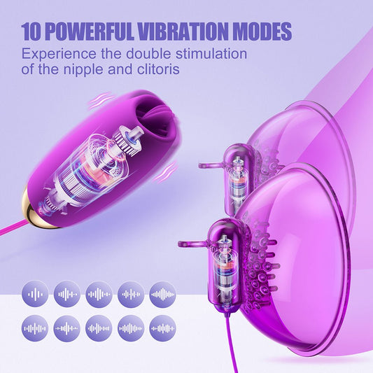Nipple Clitoral Vibrator Sex Toys - LIKKCUT 2 in 1 Nipple Toys for Women