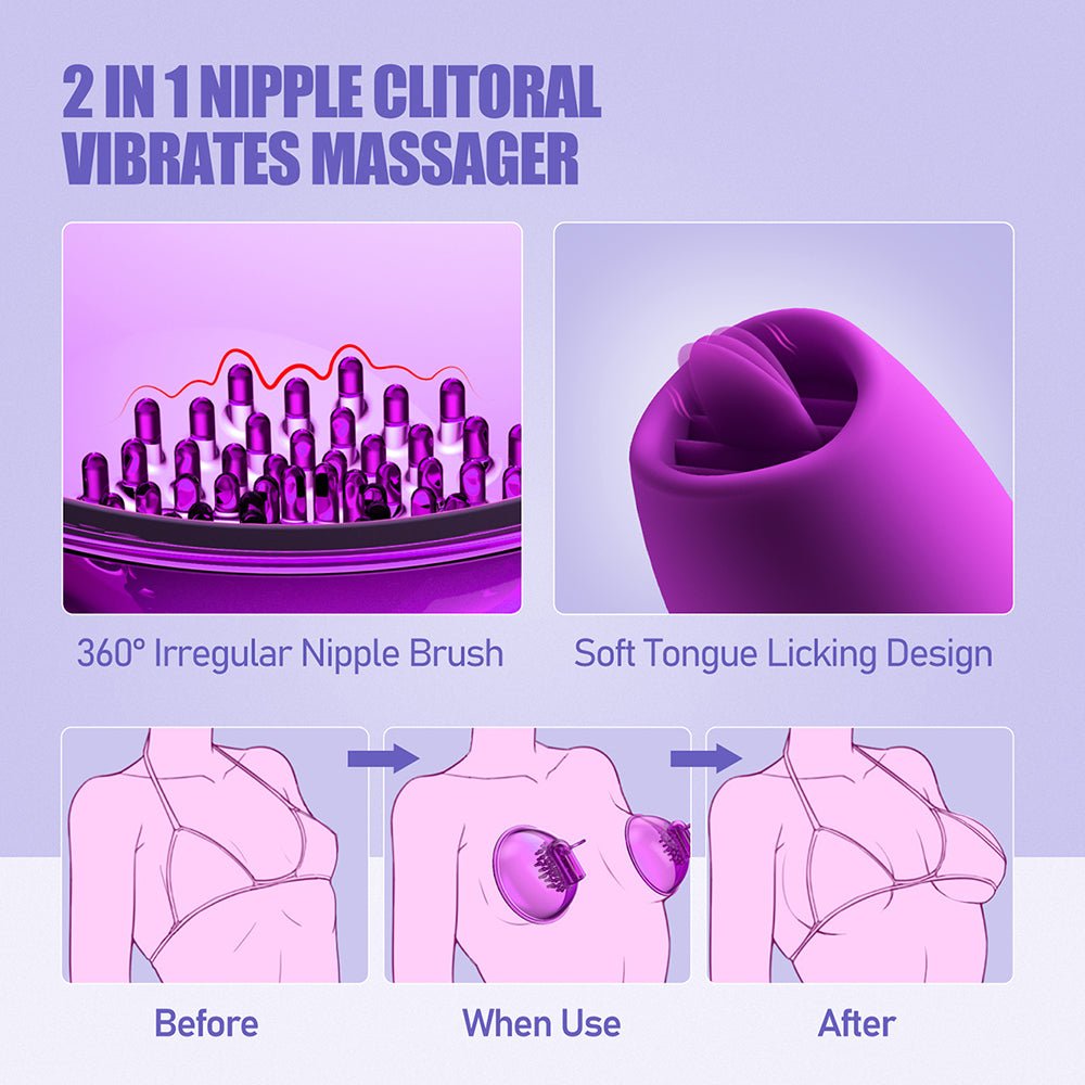 Nipple Clitoral Vibrator Sex Toys - LIKKCUT 2 in 1 Nipple Toys for Women