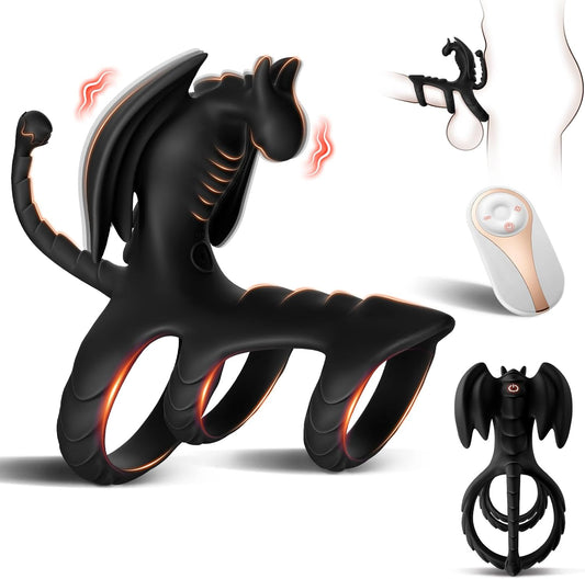 Vibrating Cock Ring Sex Toy for Men - Dragon-Shaped Penis Ring with 10 Vibration Modes for Stronger Erections, Adult Sex Toy for Couples