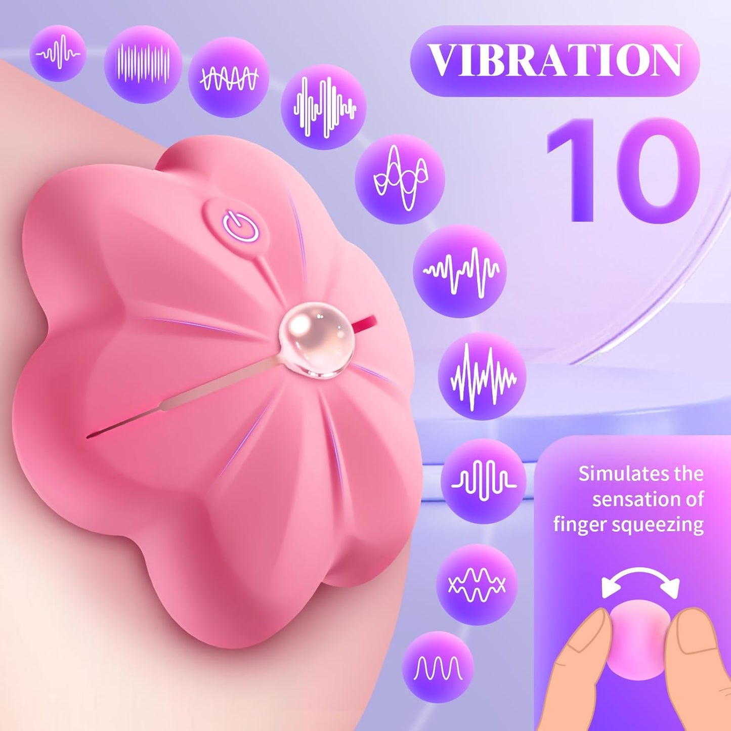 Remote Control Nipple Vibrator - 10 Vibration Modes Adjustable Nipple Clamps for Women, BDSM Couples Toy with Discreet Packaging