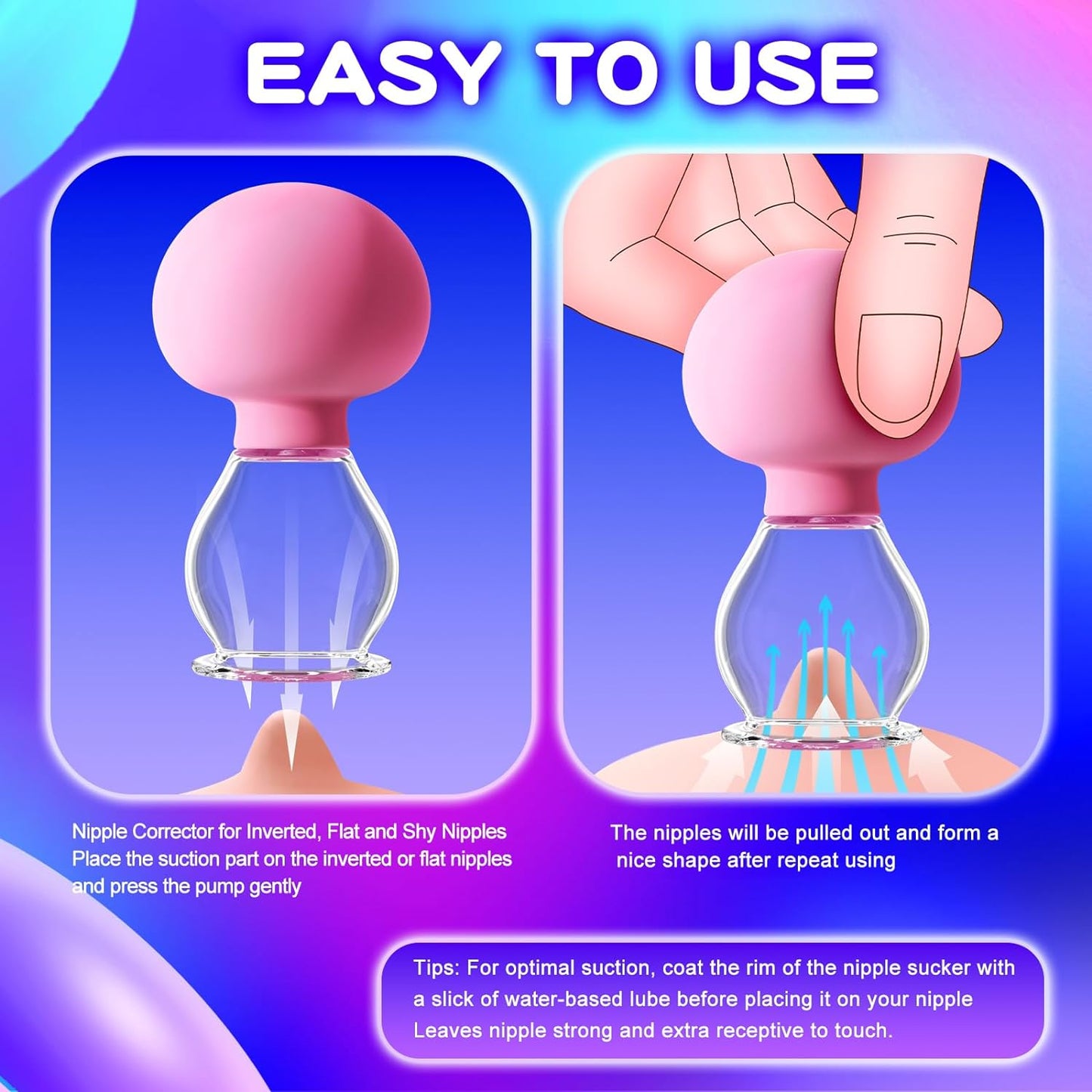 Nipple Sucker Adult Sex Toys - 1 Pair Nipple Toys Stimulator Women Sex Toys with Powerful Manual Suction BDSM Foreplay Flirting Nipple Pump Toy, Nipple Corrector for Inverted Flat Shy Nipples