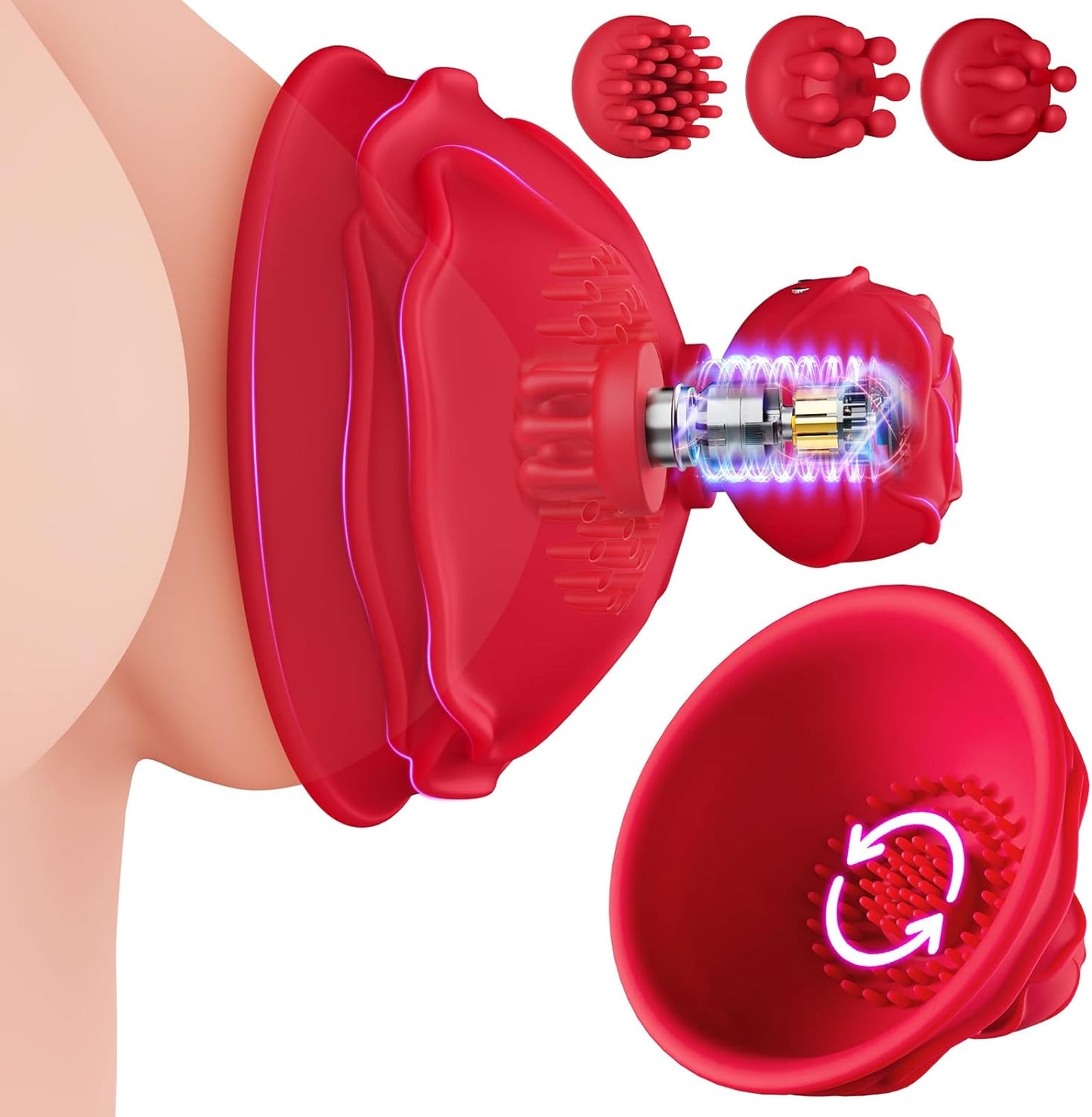 Sex Toys Nipple Toys Rotation - Rose Sex Toy Sucking Stimulator Wireless Nipple Clamps with 10 Powerful Vibration Rotation Modes, Rechargeable Adult Sex Toys for Women Couples Pleasure Red