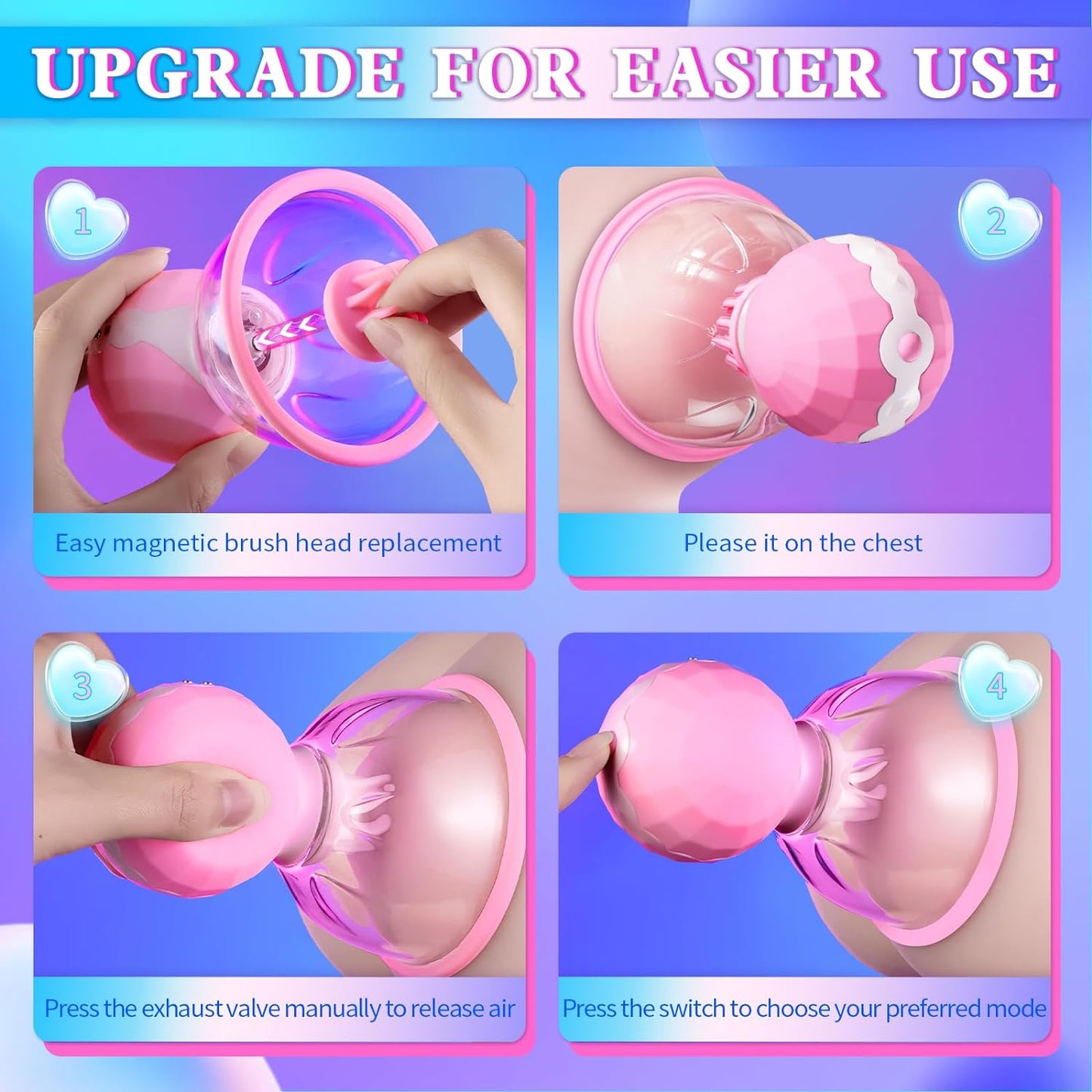 Sex Toys Nipple Vibrator for Women,Breast Suckers Massager with 10 Modes Vibrators & 360°Rotation Stimulation Nipple Clamps Strong Sucking Vibrater Adult Sexual Pleasure Toy for Female Couples Games
