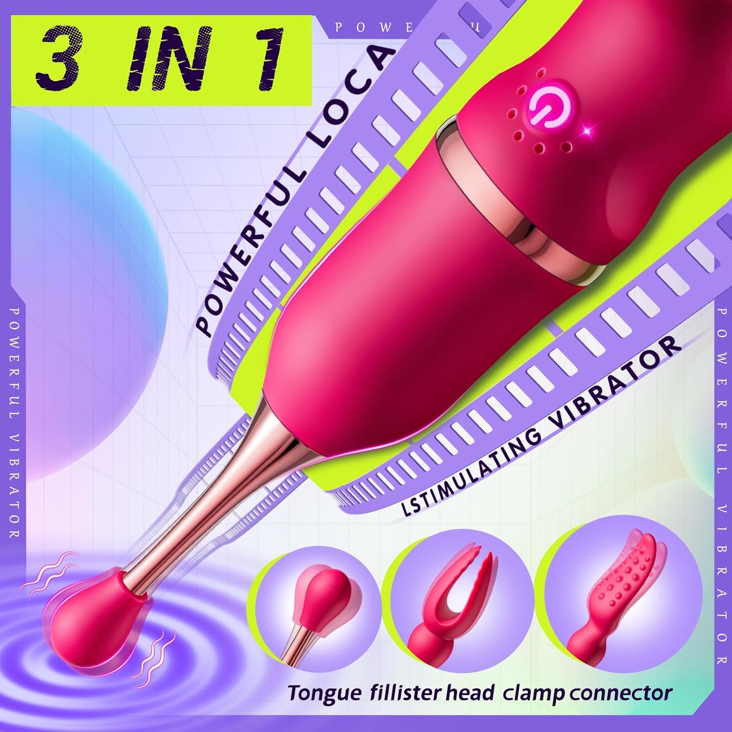 AAVIBE 3-in-1 Clitoral Vibrator: 7 Quiet Modes, Silicone Heads