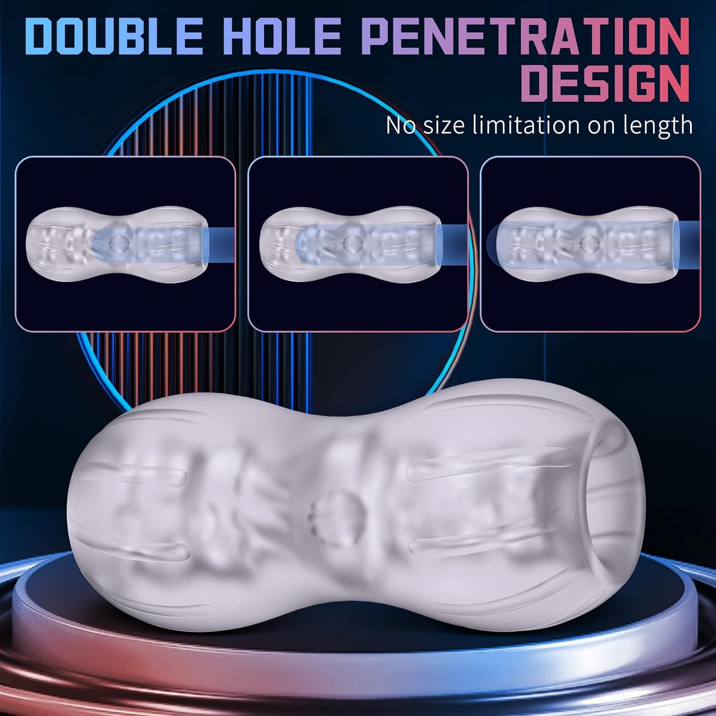 Dual - Orifice Male Masturbator - Super Elastic TPE Sleeve - AAVIBE